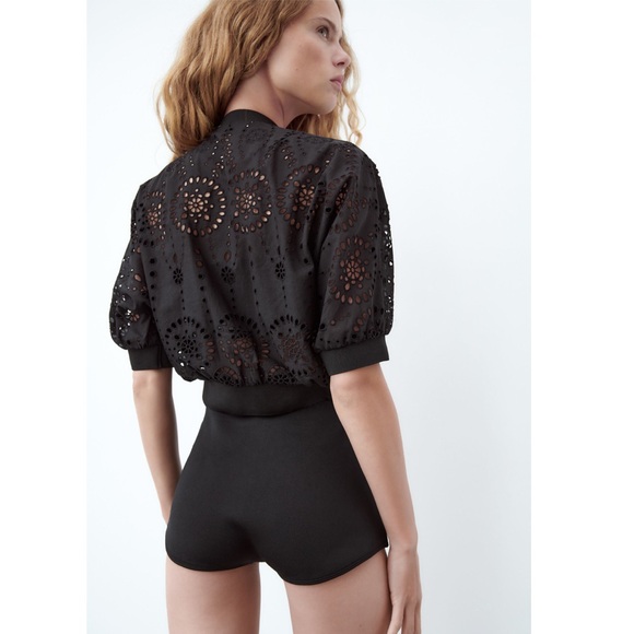 NWOT ZARA EMBROIDERED EYELET BOMBER - Picture 5 of 6